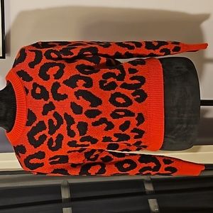 Yummy Red & Black Leopard Sweater XS
